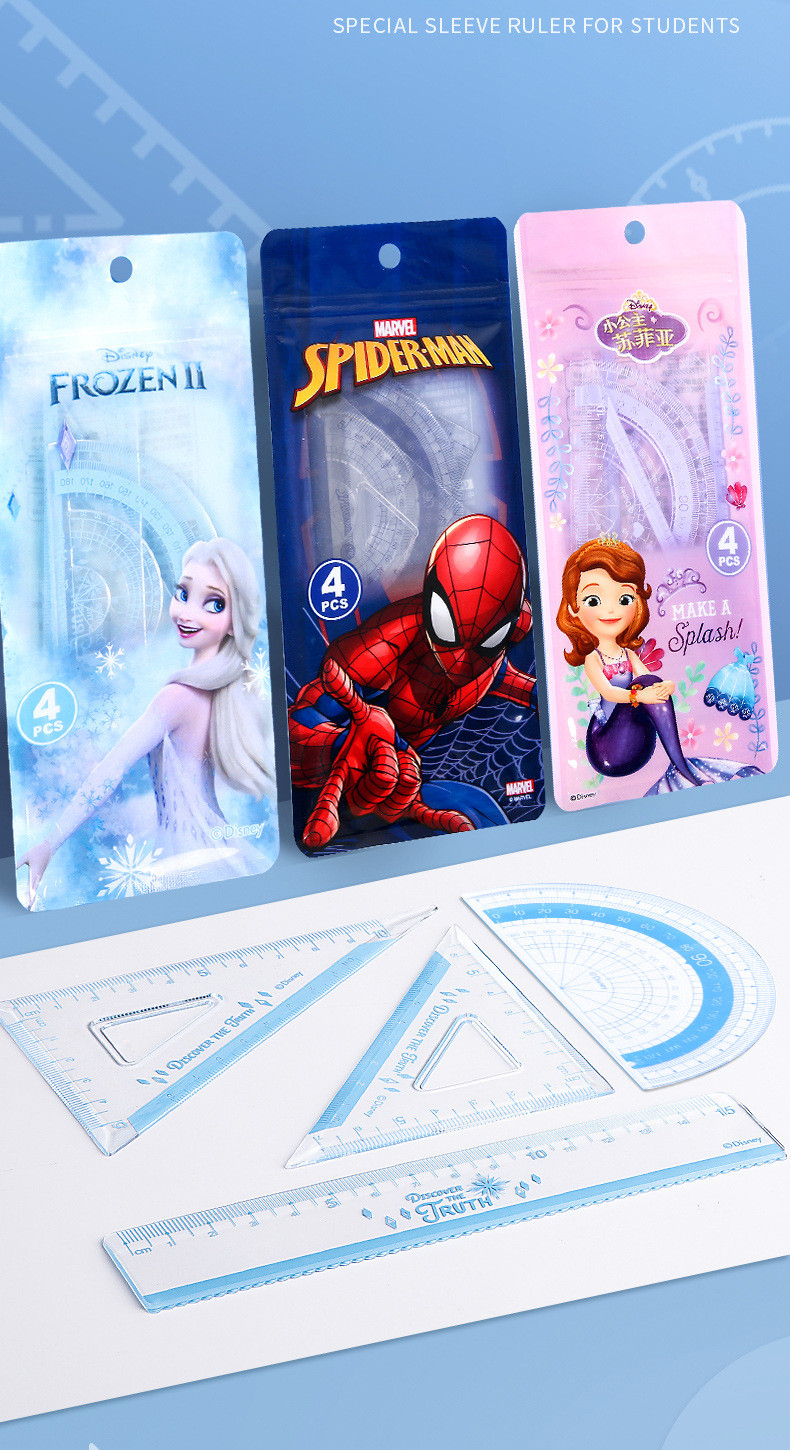 4-piece Ruler Set Cartoon Learning Stationery Student Princess Elsa ...