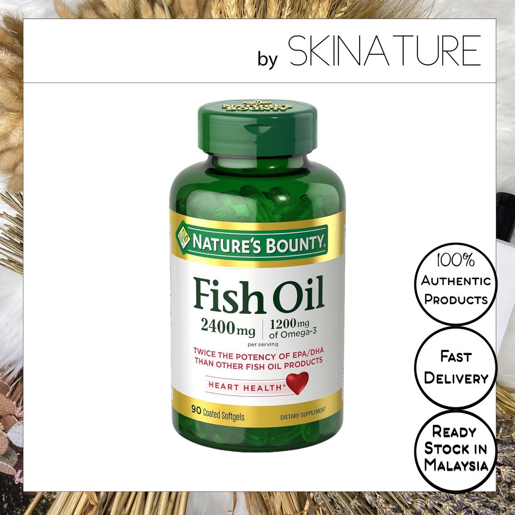 Nature's Bounty Odorless Fish Oil 2400 Mg (90 Coated Softgels) Shopee