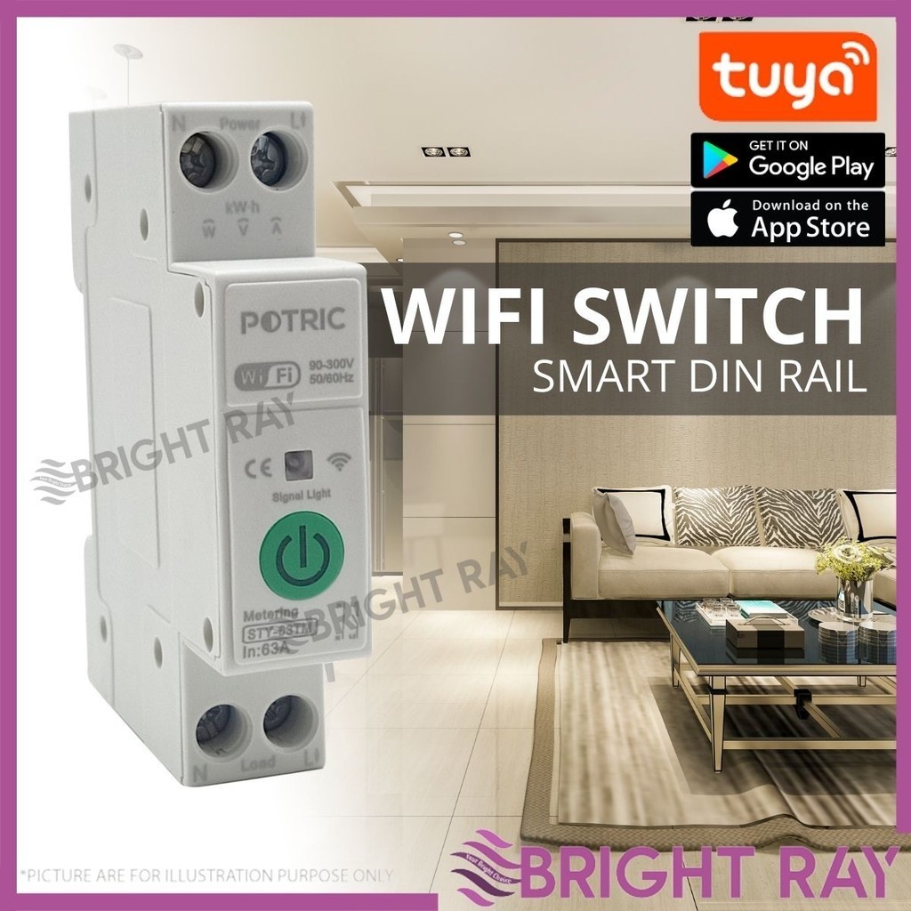 Tuya WiFi Smart Circuit Breaker With Power Monitor 1P 40A DIN Rail For ...