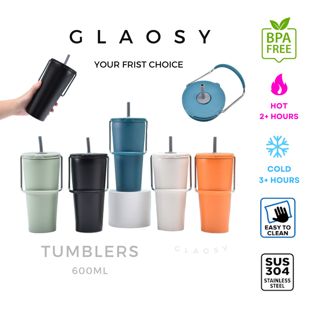 304 Stainless Steel Bottle Tumbler With Straw Handle Thermos Vacuum ...