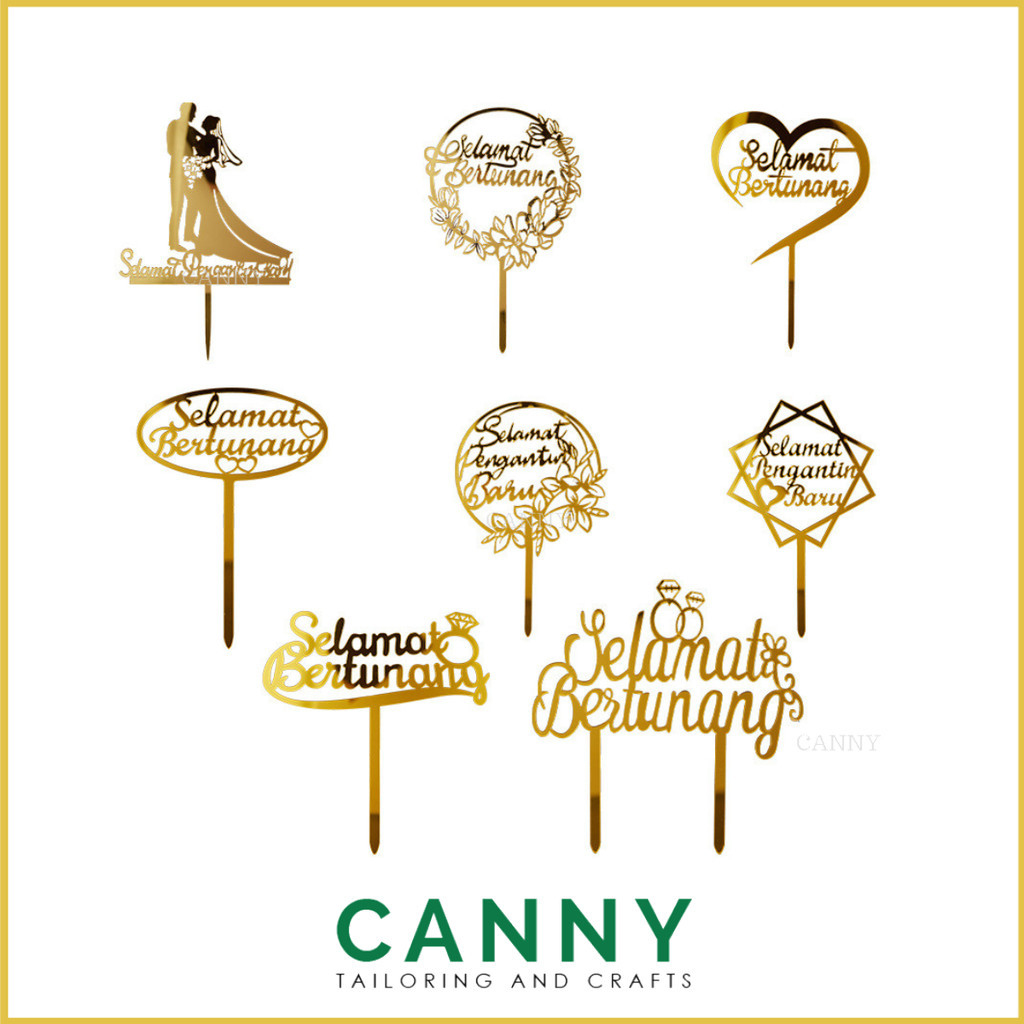 1 Pcs Topper Selamat Betunang / Selamat Pengantin Baru/ Hiasan Kek ...