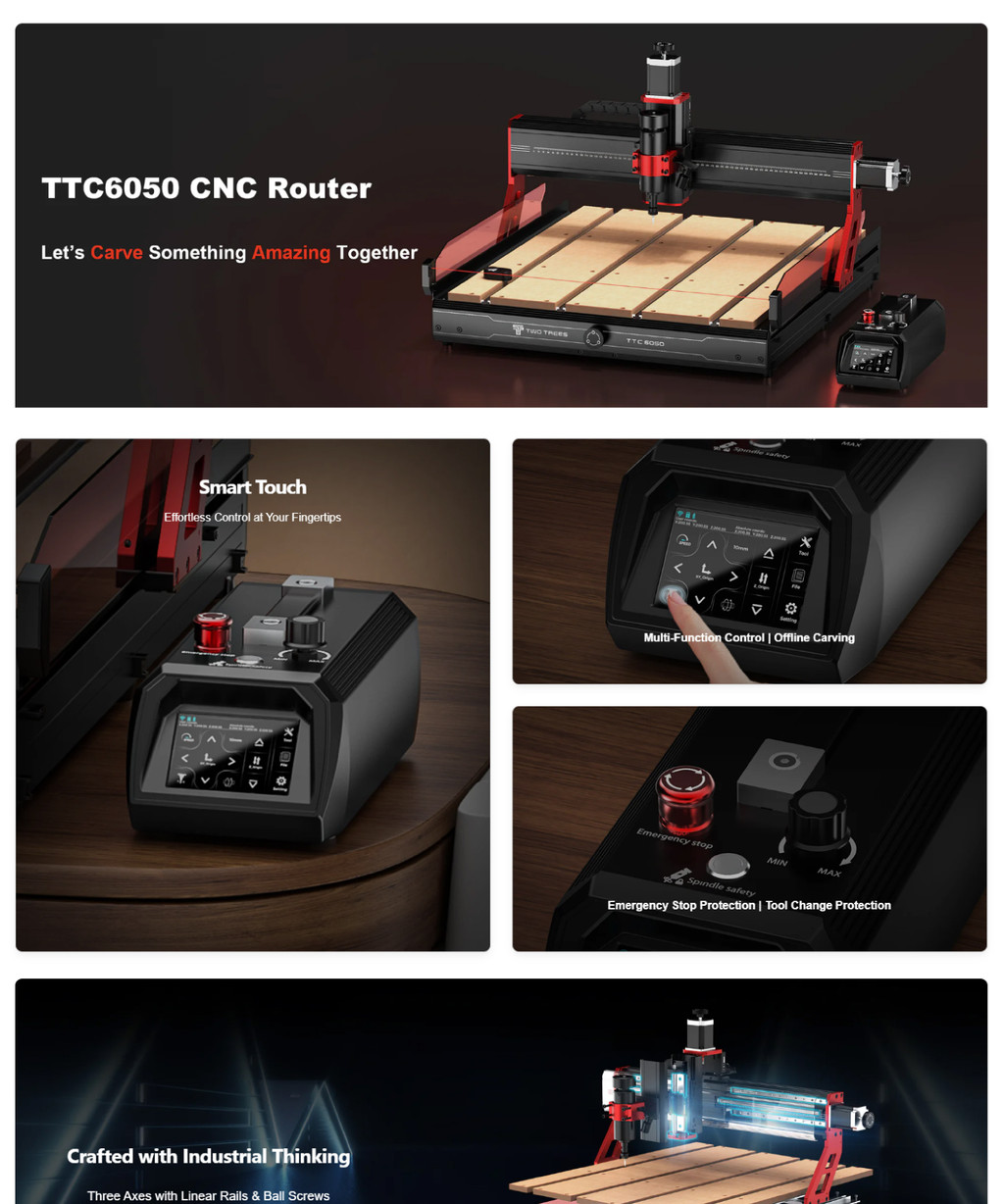 Two Trees TTC6050 CNC Router with Larger Work Area / Quick Setup ...