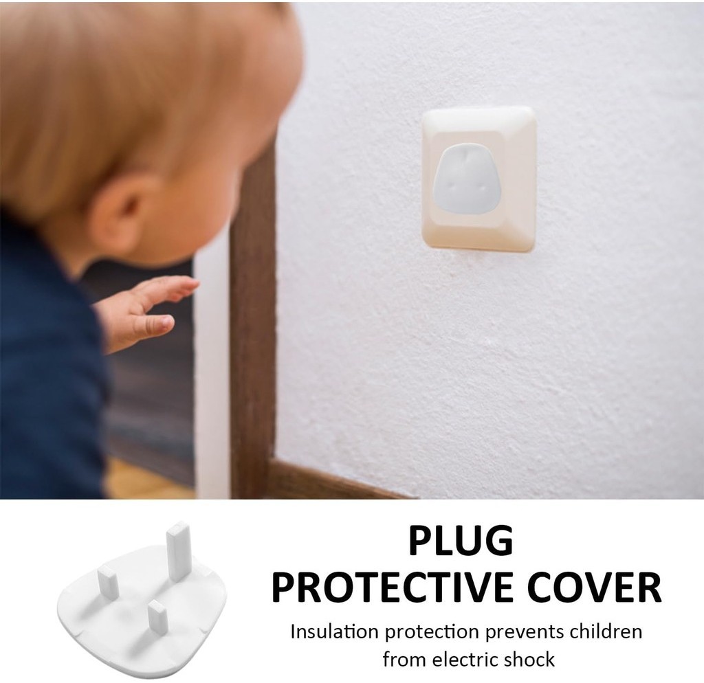 3 Pin Socket Safety Cover Protectors Secure Electrical Shock Proof Plug ...