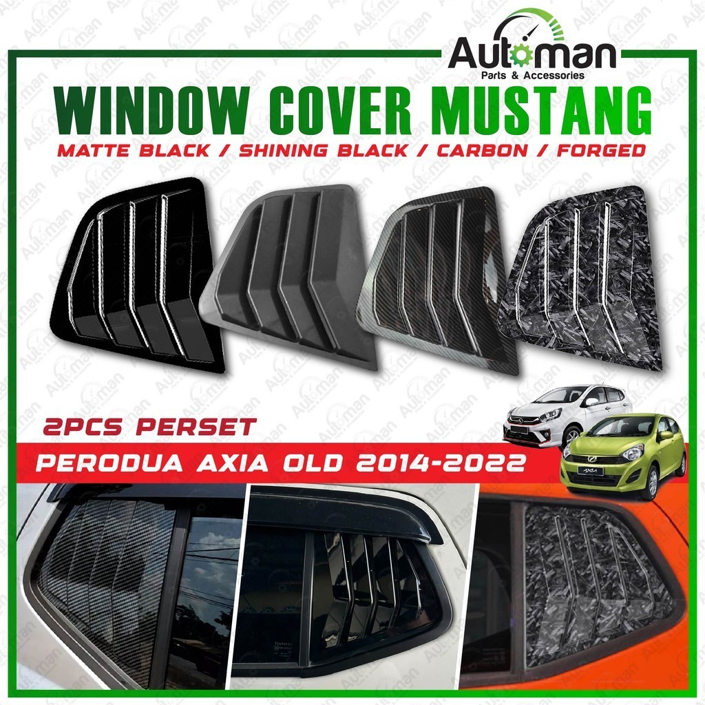 Perodua Axia 2014-2022 Mustang Rear Side Louver Window Mirror Cover ...