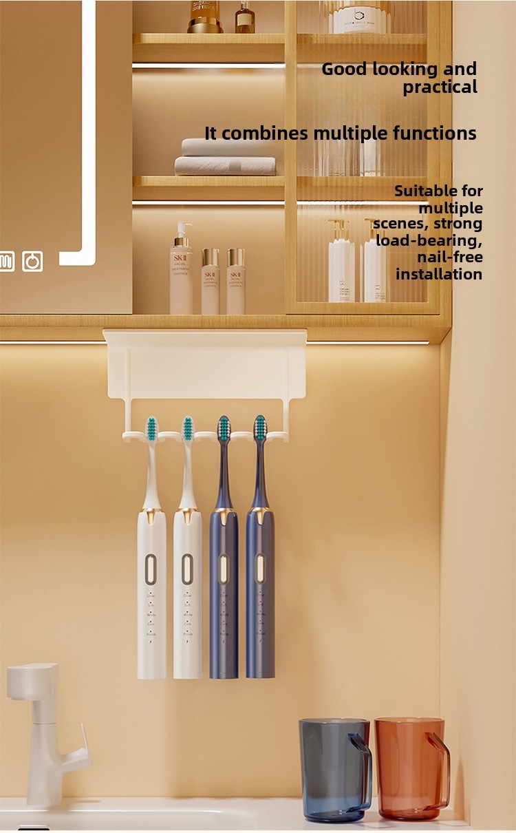 Mirror cabinet toothbrush storage rack with no drilling design fast ...