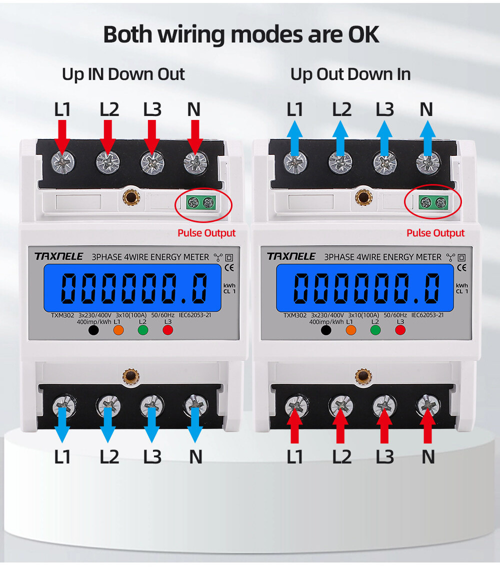 Din Rail 3 Phase 4 Wire Electronic Watt Power Consumption Energy Meter ...