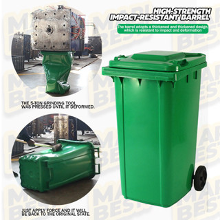 🔥 Tong Sampah Beroda Mobile Garbage Bin 240L 120L 100L 2 Wheel Green ...