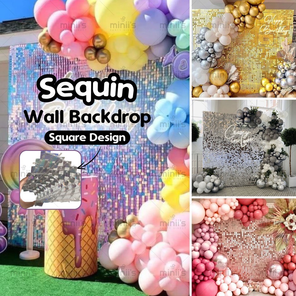 MINIIS Sequin Backdrop Decoration Glitter Backdrop Panel Sequin Wall ...