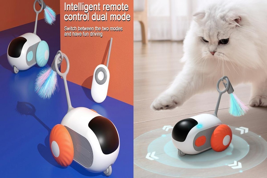 [JU] Motion Sensor Cat Toy Smooth Wheels Cat Toy Interactive Smart Cat ...