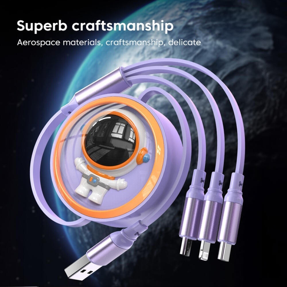 Astronaut 100W 3IN1 Retractable Fast Charging Cable USB to Micro USB ...