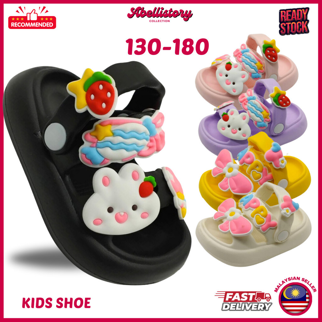 (ABELLISTORY) Kids Clog Shoes Rabbit Strawberry Cartoon Sandals/Kasut ...