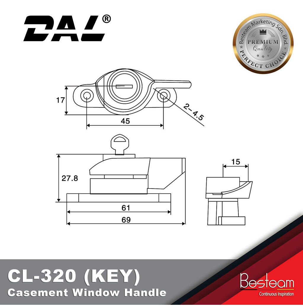 DAL CL-320 KEY Casement Window Handle with Key | Shopee Malaysia