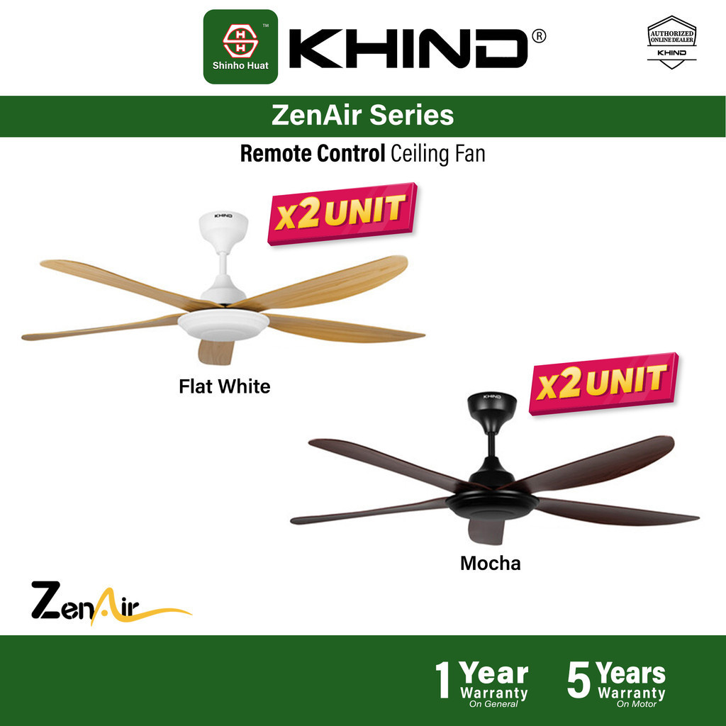 [2 unit] Khind Zenair Series Ceiling Fan CF56DC2R Flat White / Mocha ...
