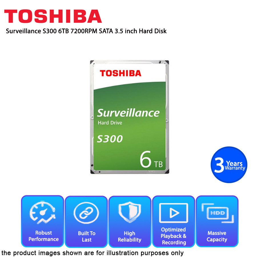 Toshiba S300 6TB SATA 3.5 Inch 7200RPM Surveillance Internal Hard Drive ...