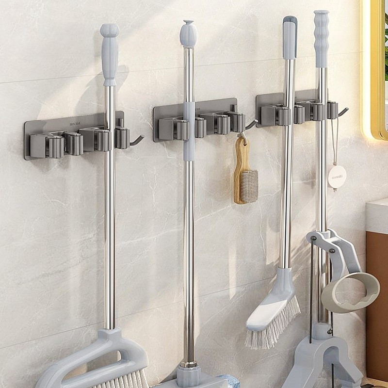 【i.Rumah】Multi-Functional Wall Mounted Broom Hanger Bathroom Mop Hooks ...