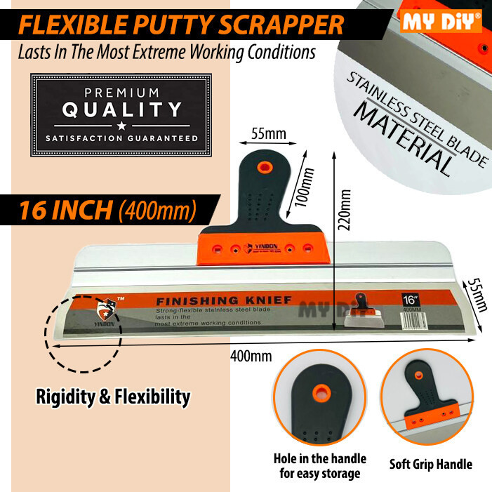 YINDON Stainless Steel Putty Scrapper Skim Coat Cement Plastering ...