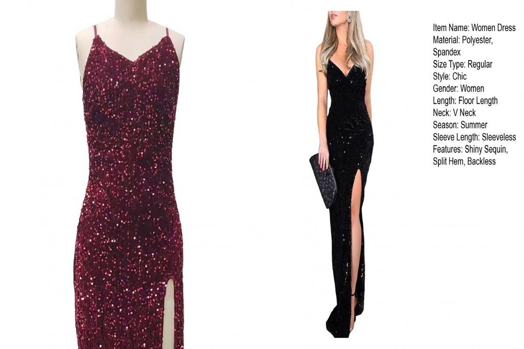 (VIP) Women Evening Gown Slim-fit Waist Detail Dress Sparkling Sequin ...