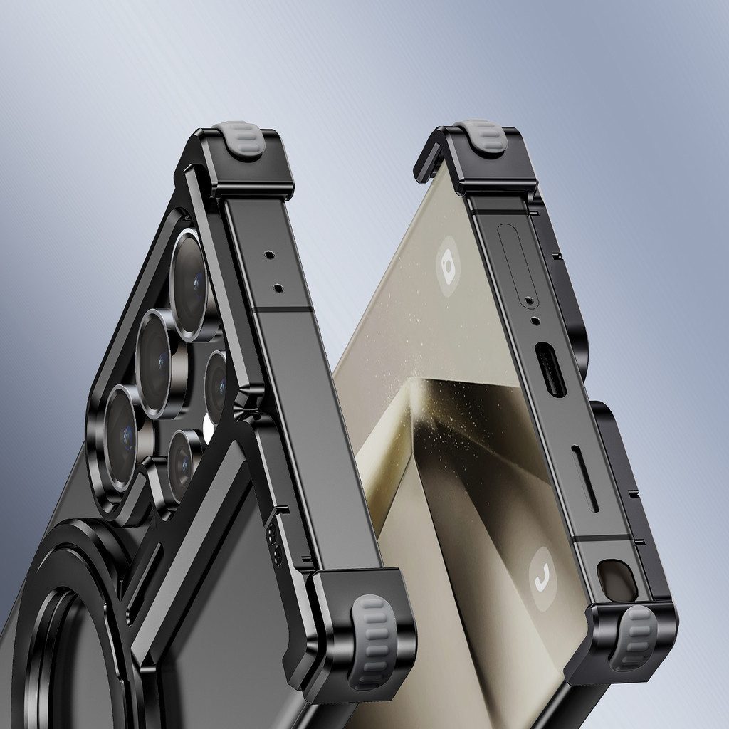 OATSBASF Metal Frameless Phone Case Built-In Kickstand For Samsung ...