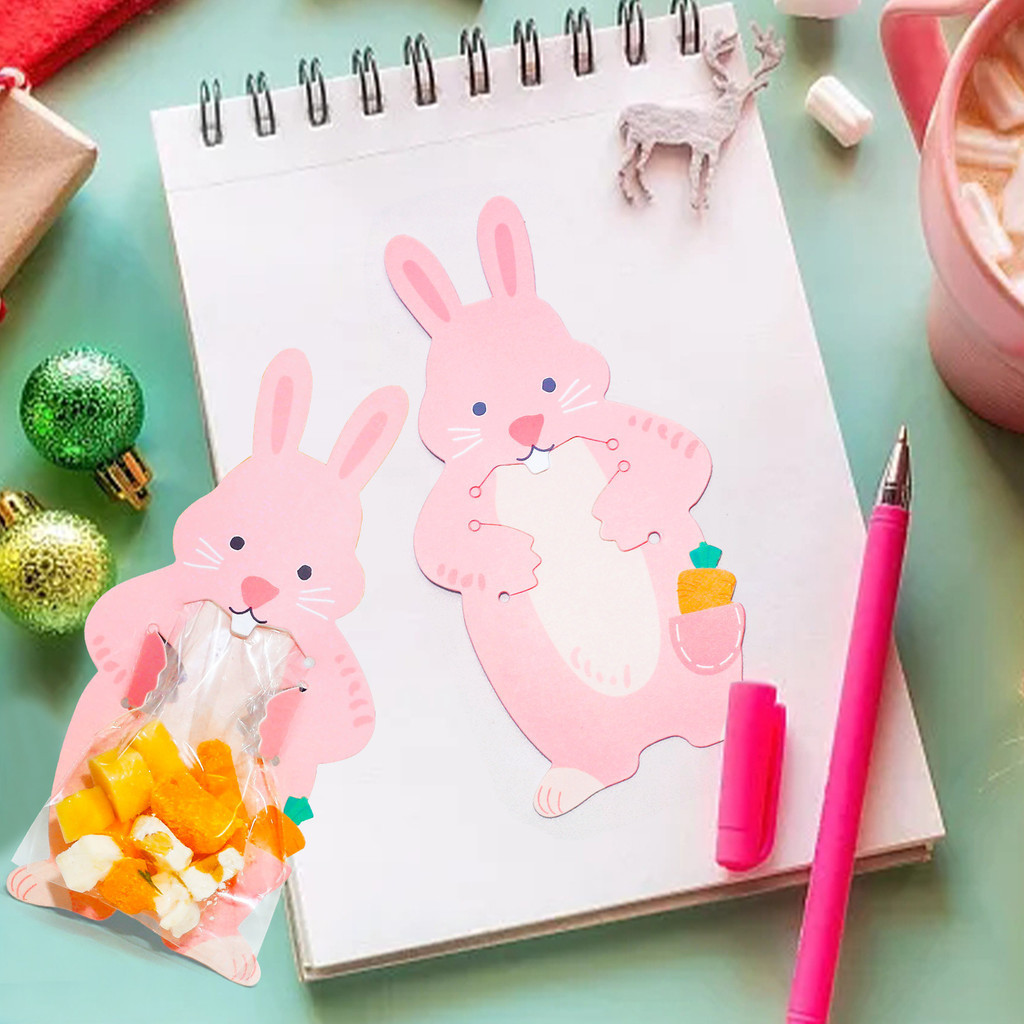 10pcs Animal Theme DIY Card Candy Biscuit Packaging Bag Cartoon Rabbit ...