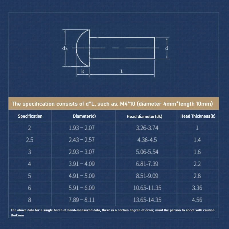 M2 M2.5 M3 M4 M5 M6 M8 Semi-Round Head Aluminum Rivet Solid Rivet Round ...