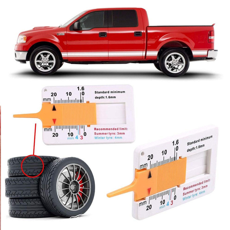 Car Tyre Wheel Tread Depthometer Depth Indicator Ruler 0-20mm Plastic ...
