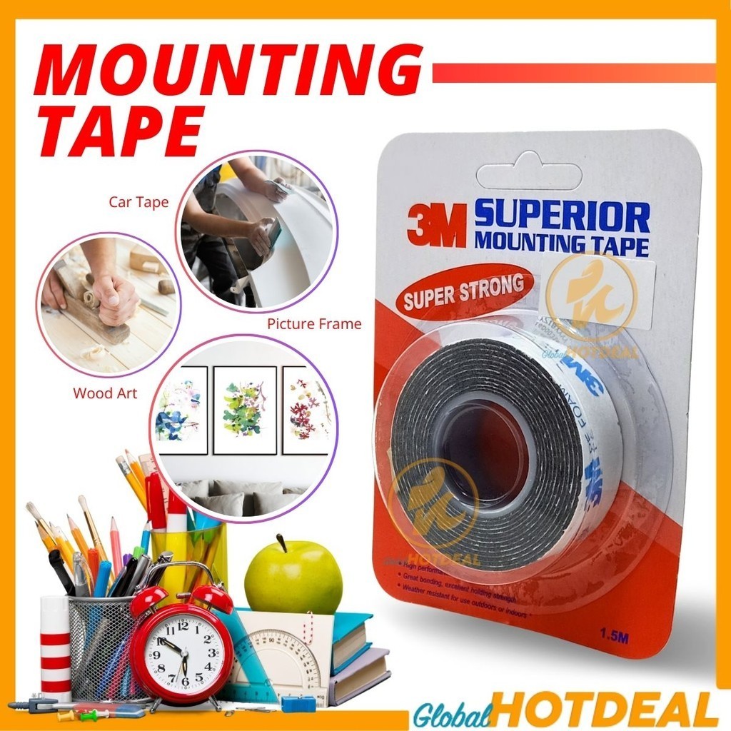 3M SUPERIOR MOUNTING TAPE 1600 Double Sided Tape PE Foam Mounting Tape ...