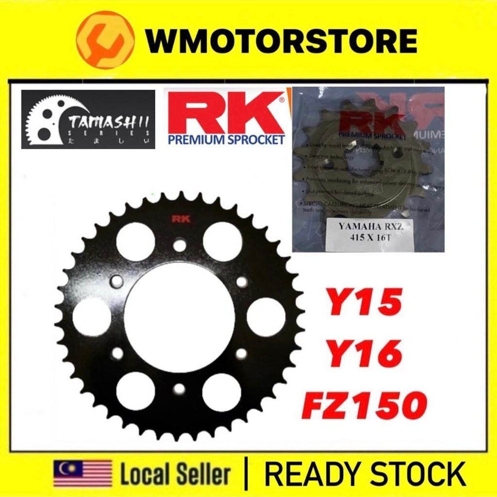 Yamaha 415 Y15ZR / Y16ZR FZ150 RK Black Tamashii Steel Sprocket (6 Hole ...