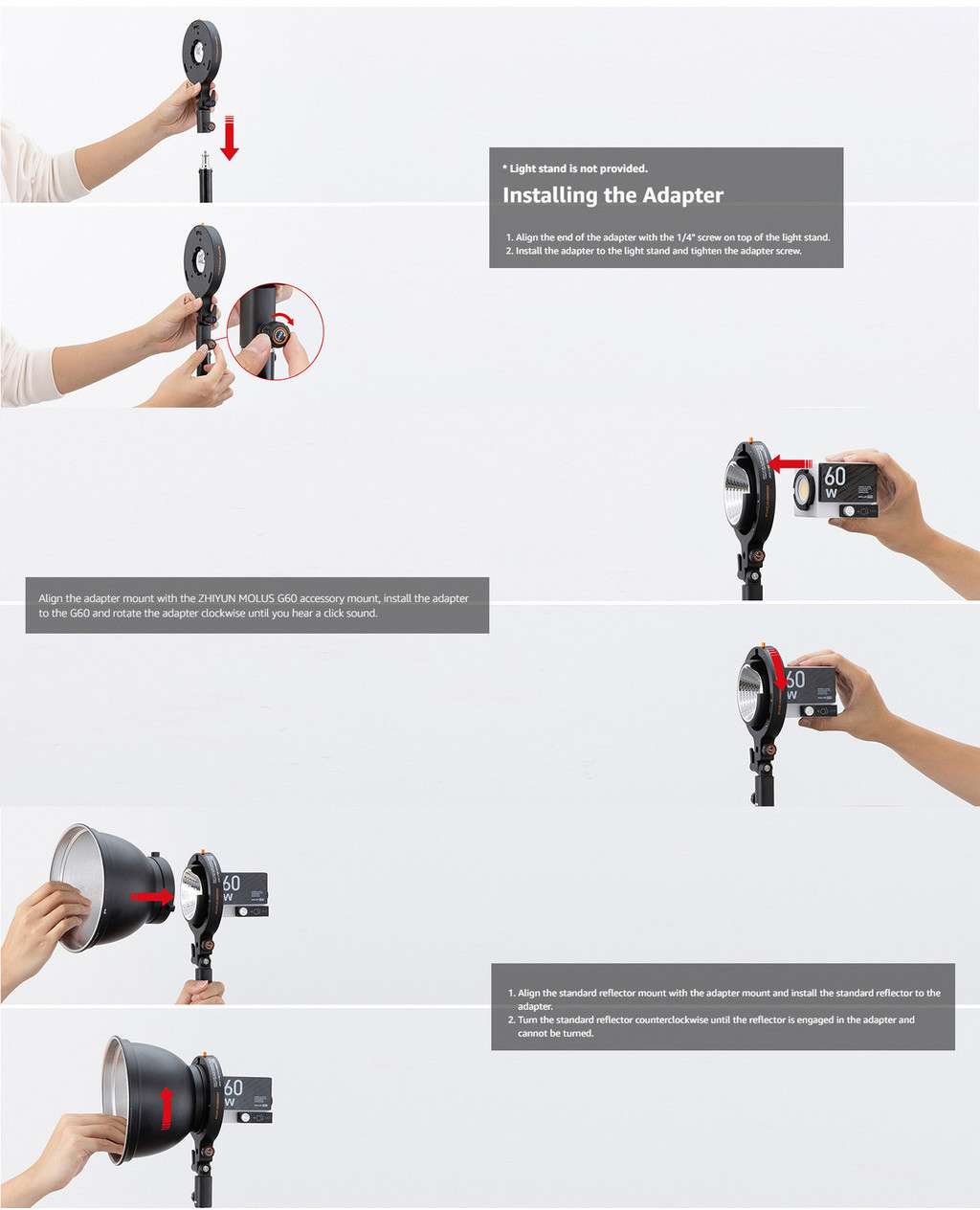 ZHIYUN Bowens Mount Adapter A For MOLUS G60 Light - Professional Photography Mount