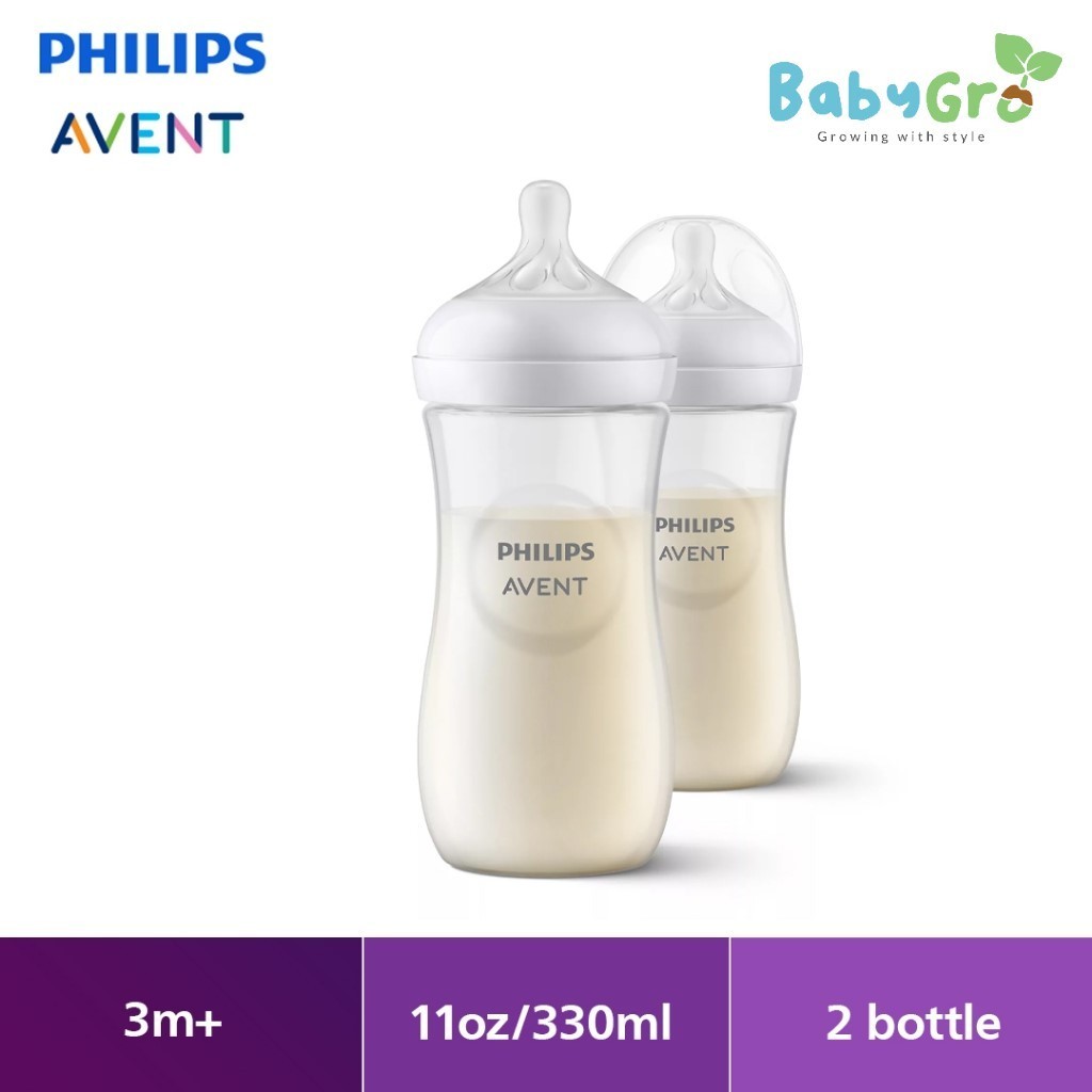 [New] Philips Avent Natural Response Baby Bottle 3m+ (11oz/330ml x 2 bottles) SCY906/02 Shopee