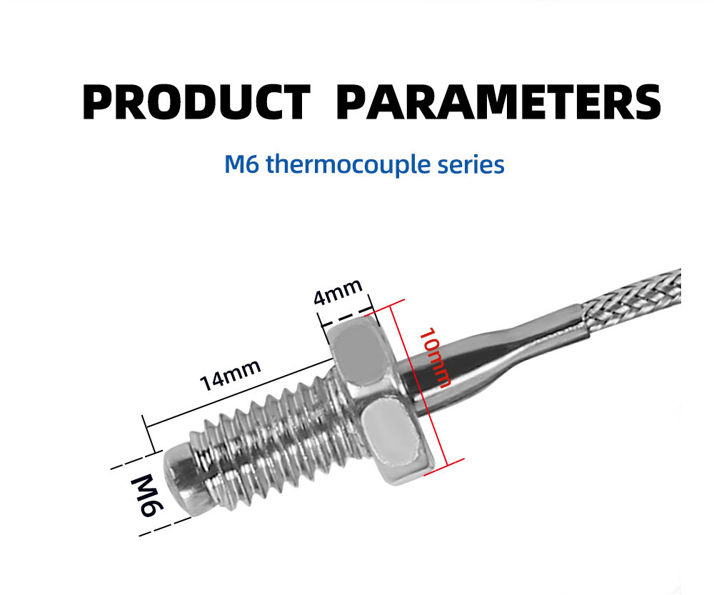 M6 Screw K J PT100 1M 2M 3M RTD Thermocouple Oven Temperature Sensor ...