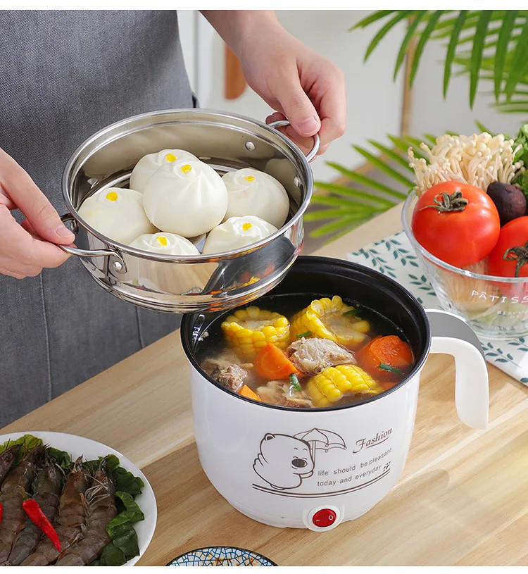 🔥Non Stick🔥1.8L Mini Rice Cooker Multifunction Pot Frying Pan Portable