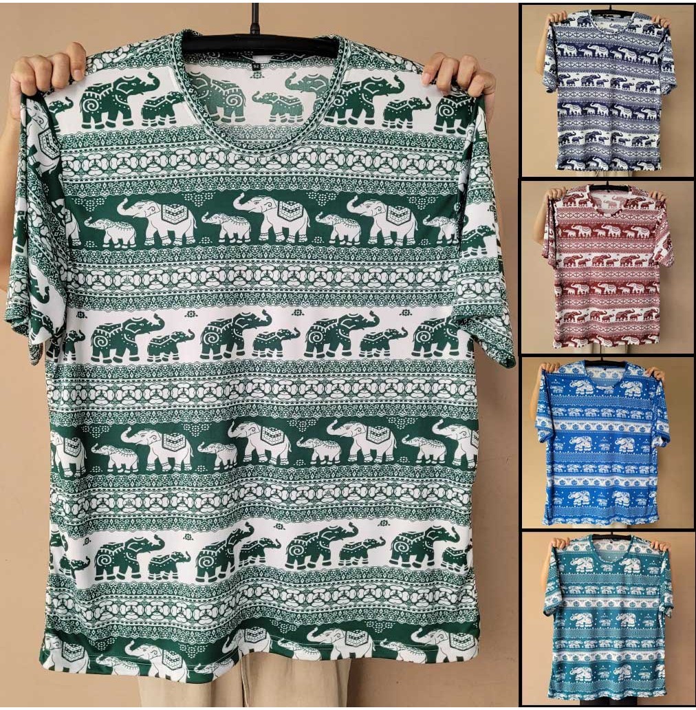 New here!!! Elephant patterned shirt, large size, obese, micro woven ...