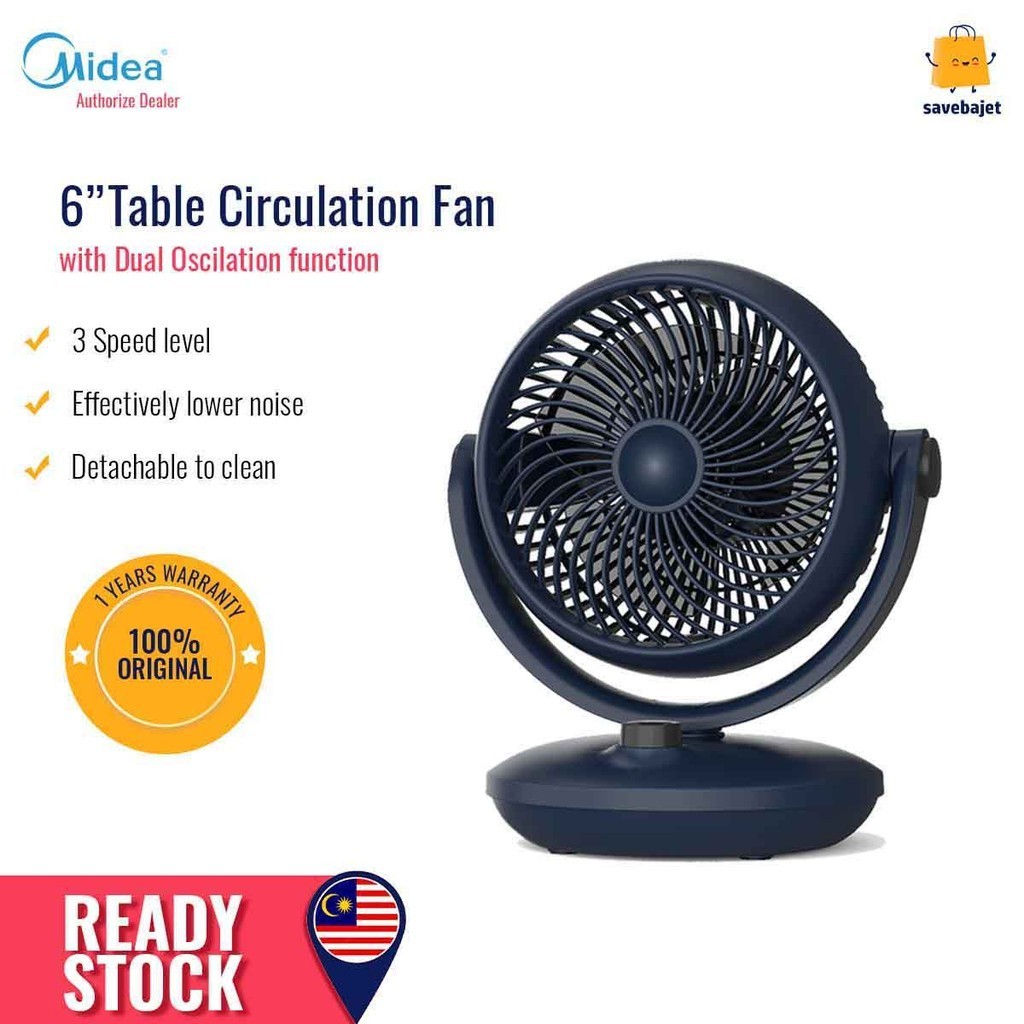 Midea Table Circulation Fan (6") 3 Blade MFG150M0APB Shopee Malaysia