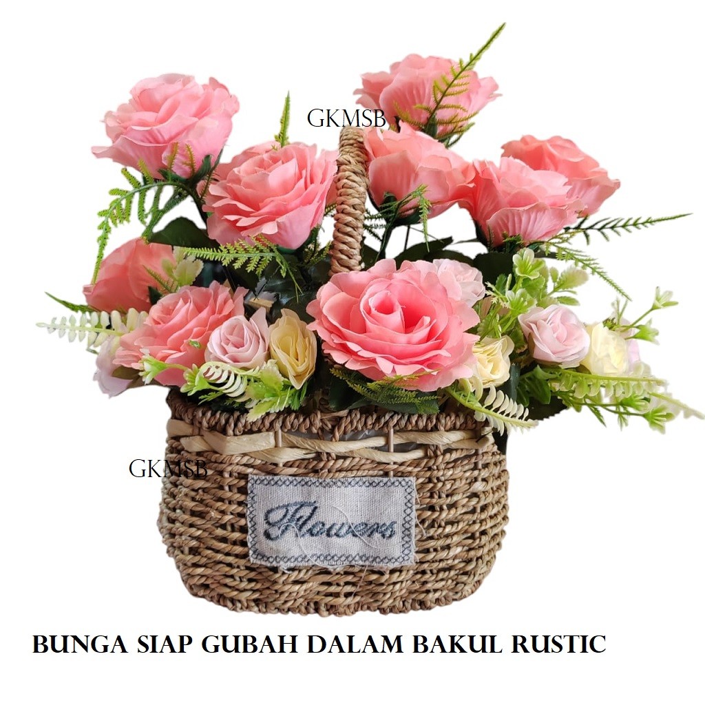 Rustic Style Floral Arrangement / Bunga Gubahan Dalam Bakul / Grand ...