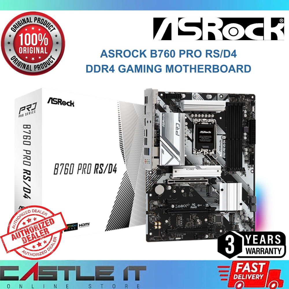 Asrock B760 PRO RS/D4 DDR4 Gaming Motherboard Intel Socket LGA1700 