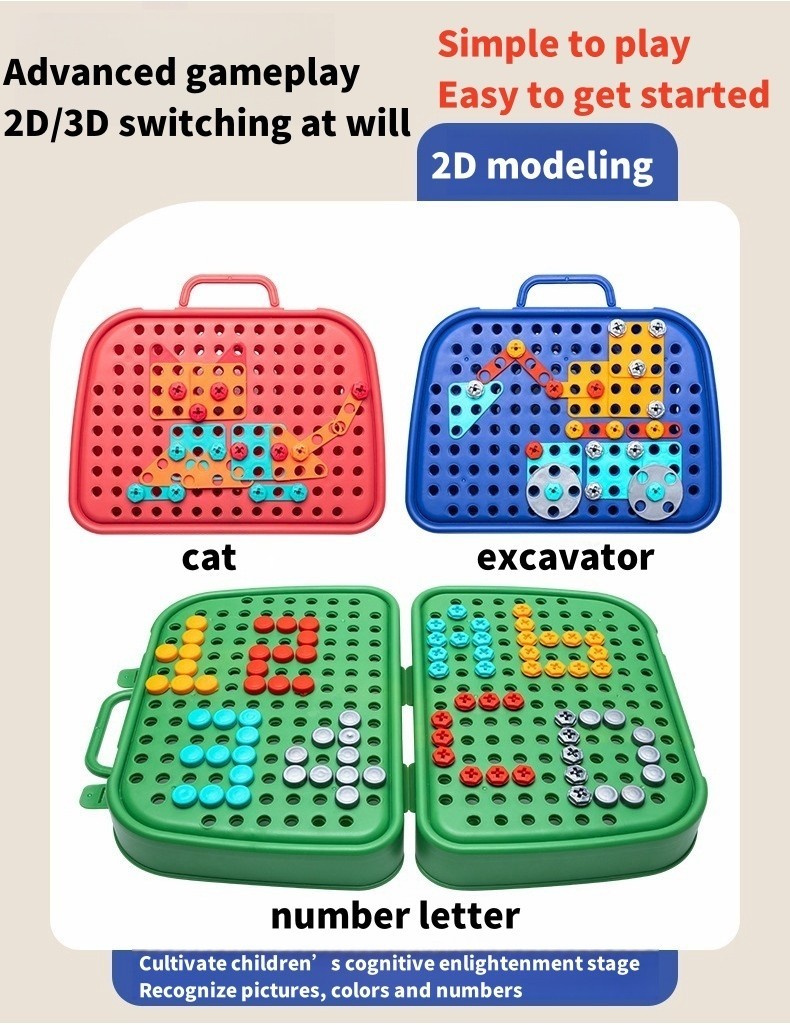 Children's Electric Drill Toy Set 211pcs 3D STEM Building Blocks Screw ...
