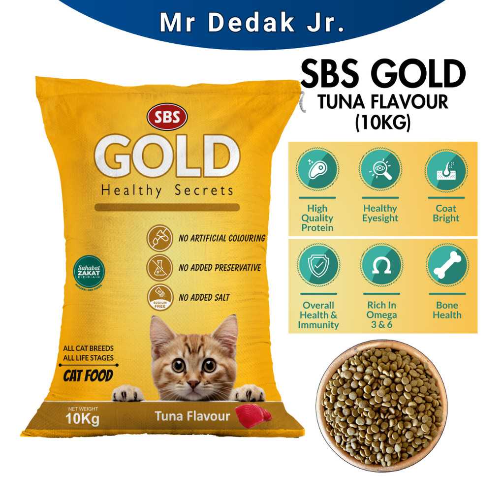 [10KG] SBS GOLD | Makanan Kucing Premium Tiada Pewarna/Garam/Pengawet ...