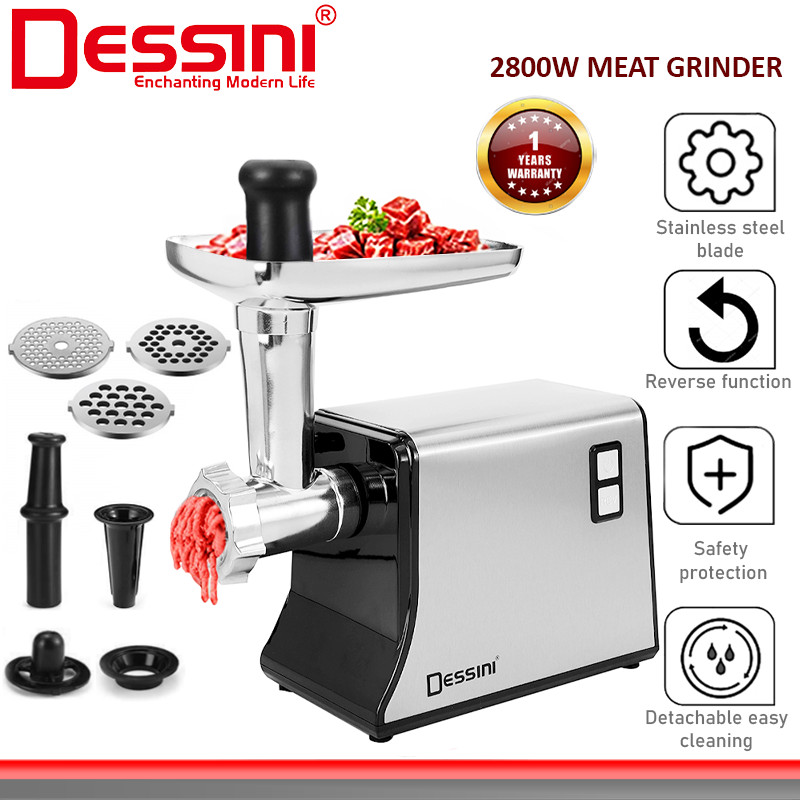 DESSINI ITALY 2800W Stainless Steel Electric Meat Grinders Sausage