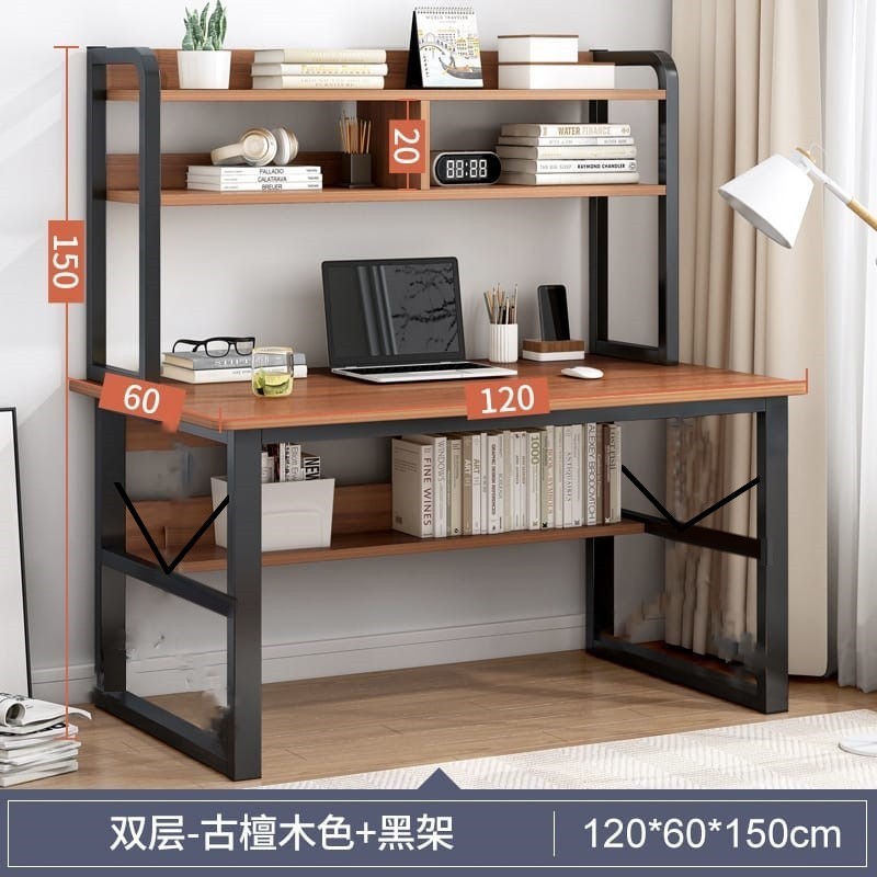Computer Desktop Desk With Bookshelf Integrated Student Writing and ...
