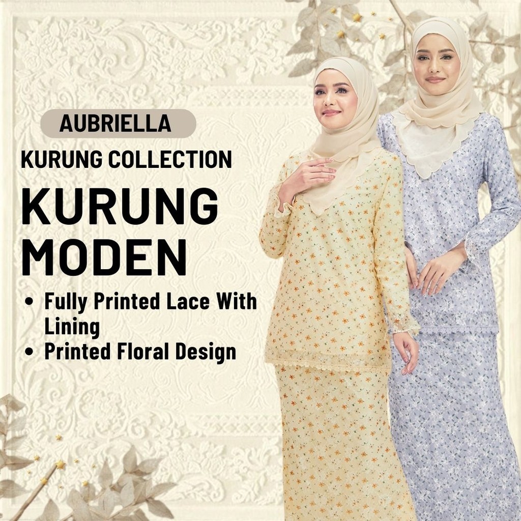 ZOE ARISSA baju raya HAJI 2025 viral Printed Floral Lace Aubriella kurung klasik style elegant