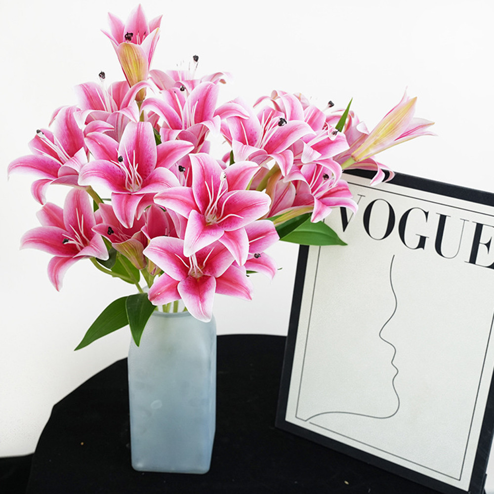 1 Bouquet 10 Heads Artificial Tiger Lily Bouquet Latex Lilies Flower ...