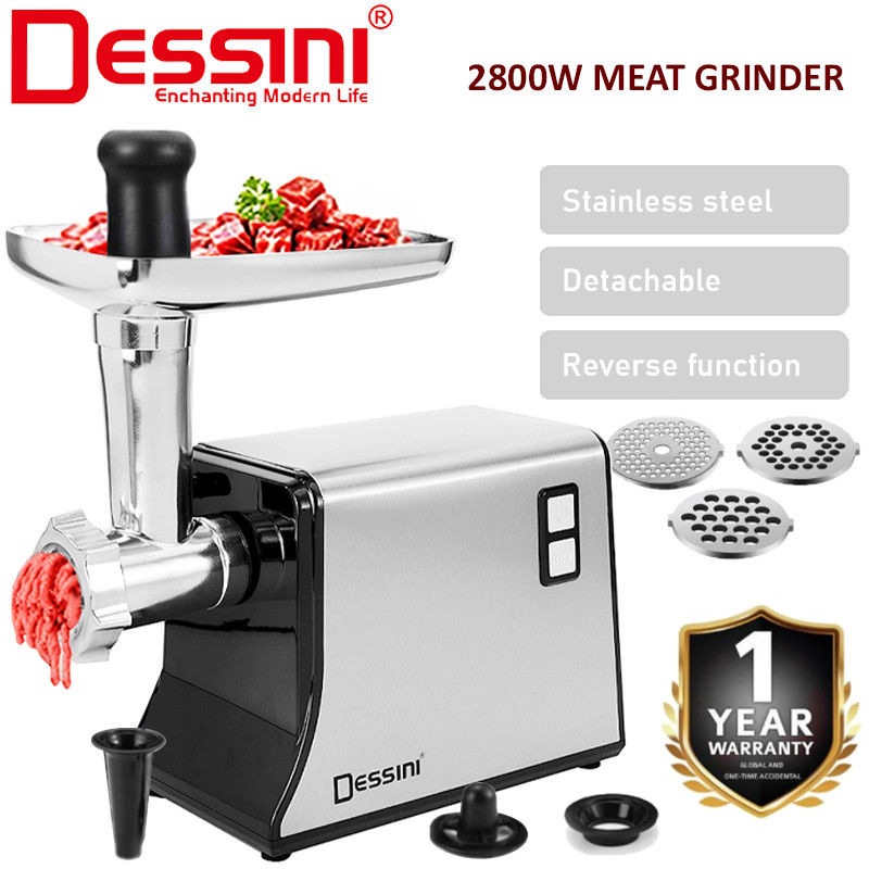 DESSINI ITALY 2800W Stainless Steel Electric Meat Grinders Sausage Maker Stuffer Blender Chopper