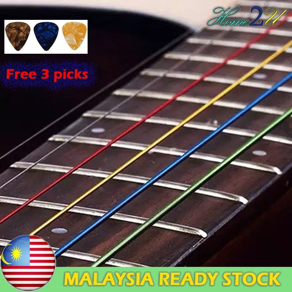 Rainbow color Acoustic guitar string Multi Colour Tali gitar