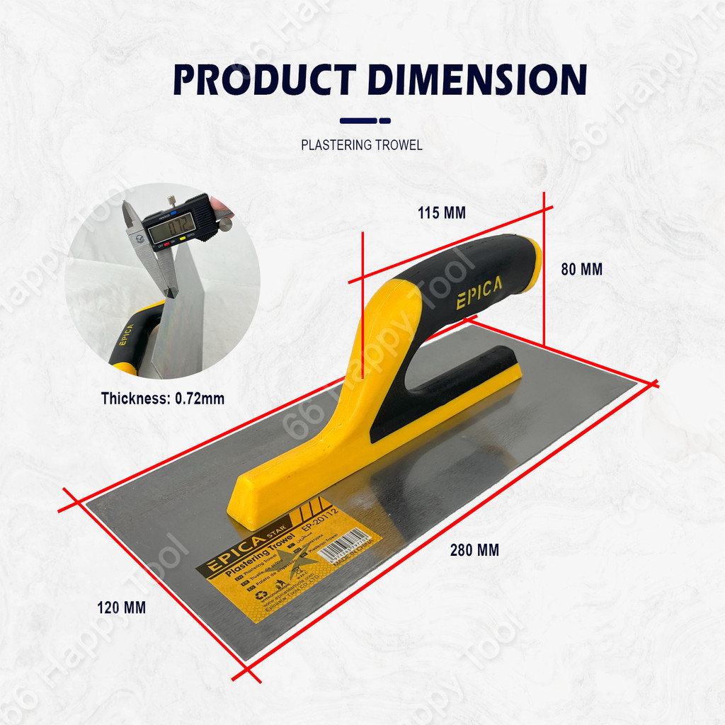 EPICA STAR Plastering Trowel EP-20112 Wall Floor Tile ABS Handle Laying ...