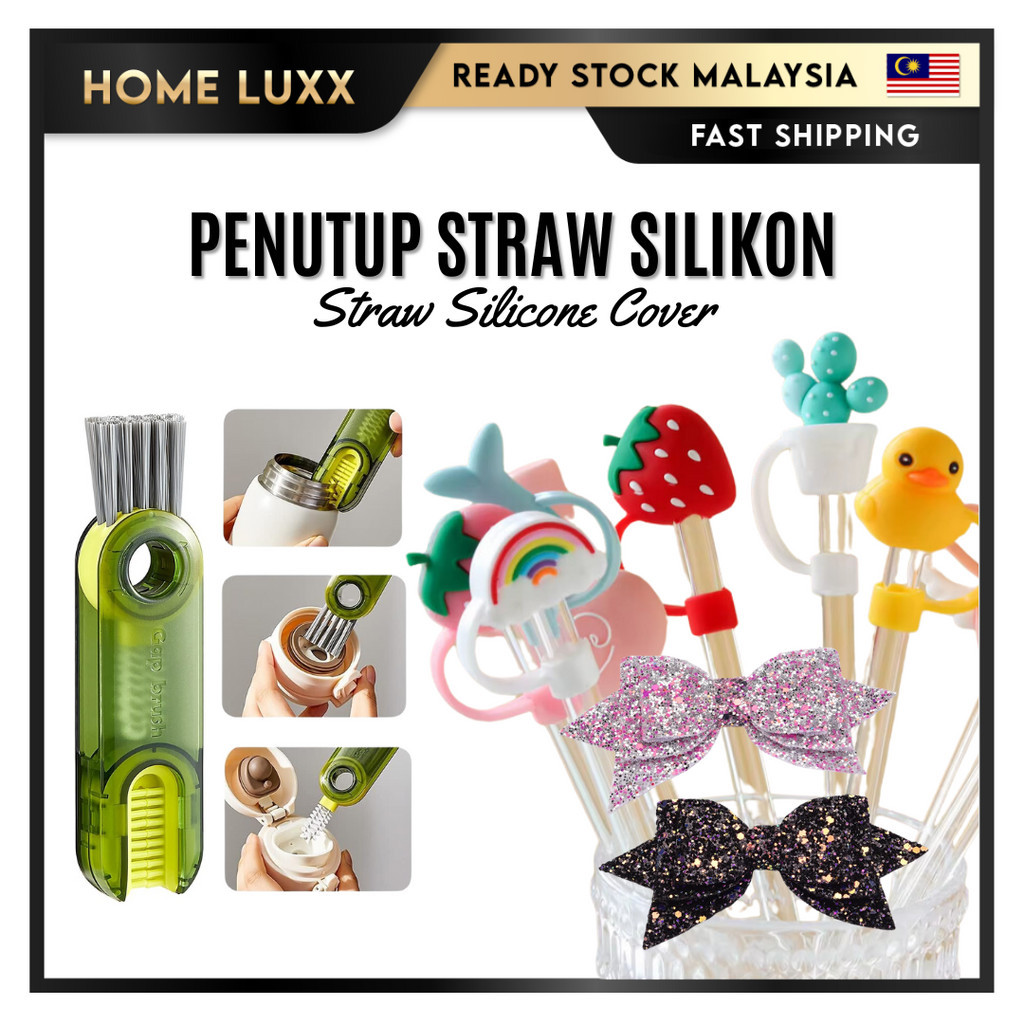 1pcs Cute Cartoon Silicone Straw Cover Reusable Drinking Anti-Dust Cap ...