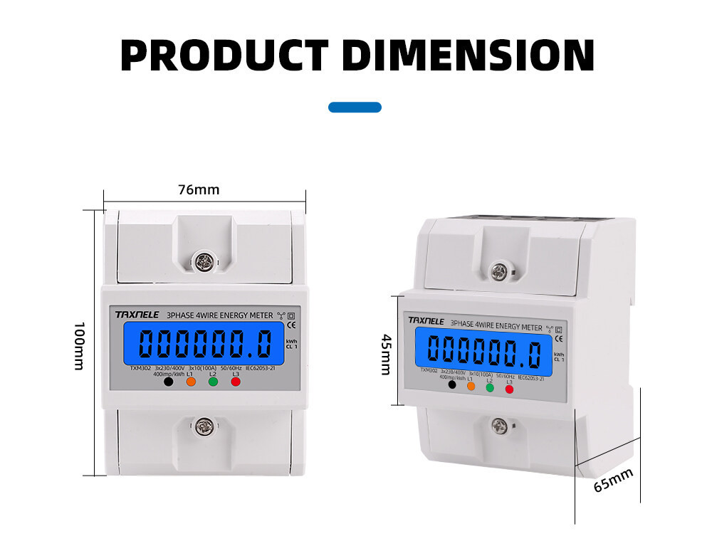 Din Rail 3 Phase 4 Wire Electronic Watt Power Consumption Energy Meter ...