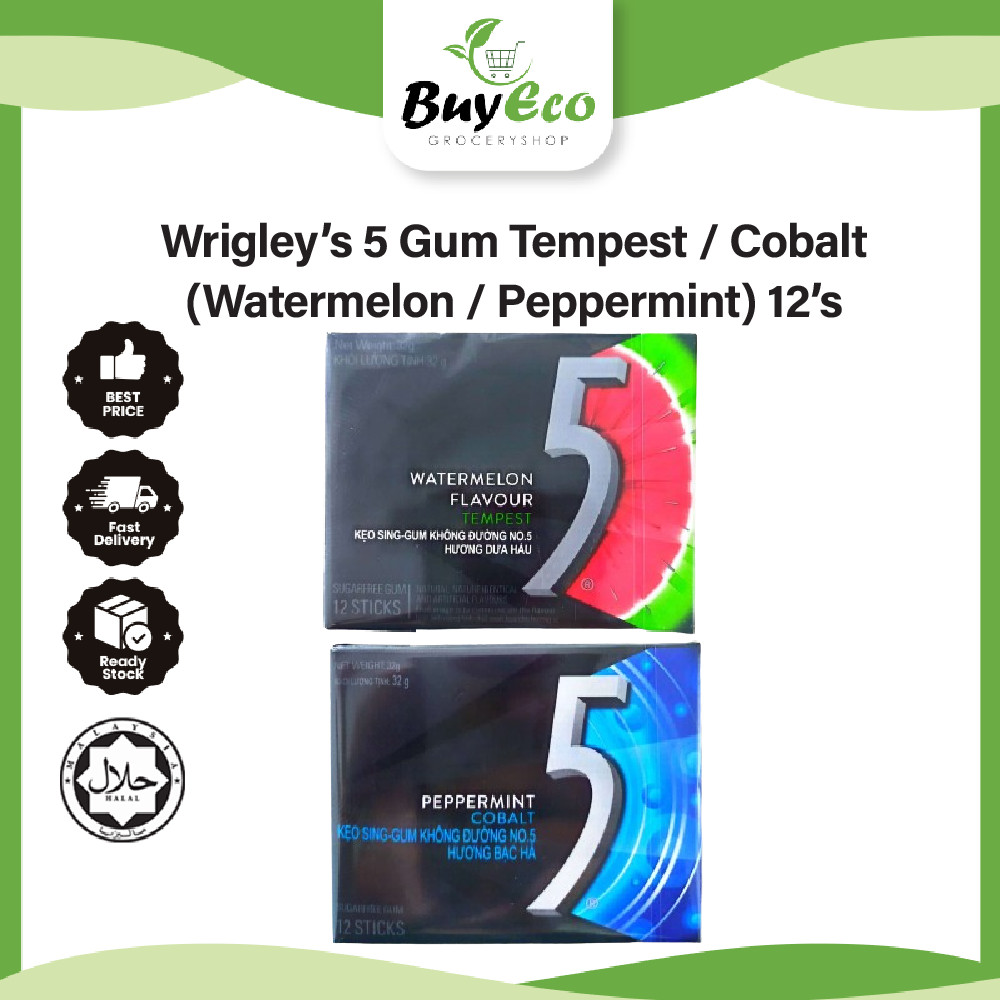 Wrigley's 5 Gum SugarFree Gum (Watermelon Tempest / Peppermint Cobalt ...