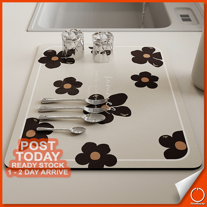 𝐈𝐍𝐒𝐓𝐀𝐍𝐓 𝐀𝐁𝐒𝐎𝐑𝐁 Kitchen Dish Drying Drain Mat Basin Sink Diatom Mud ...