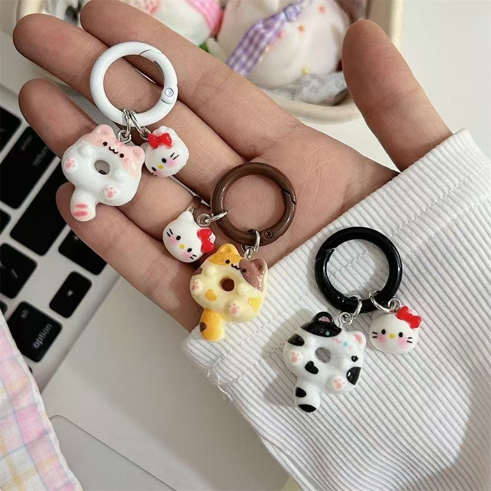 Original Cute Cartoon Donut Cat Key Ring Siamese Cat KTins Style ...