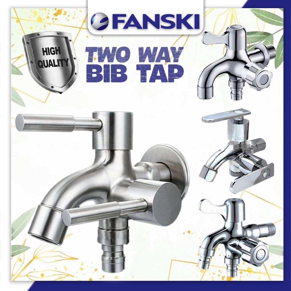 Two Way Water Tap Bib Tap Bathroom Faucet Kepala Paip Air Double Two Way Faucet Tap Bathroom ...